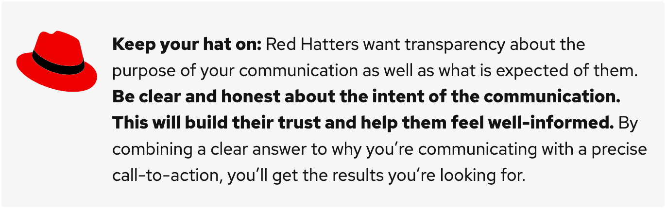 text with Red Hat icon